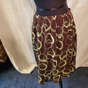 Lane Bryant Brown Green Chain Pattern Skirt 14/16